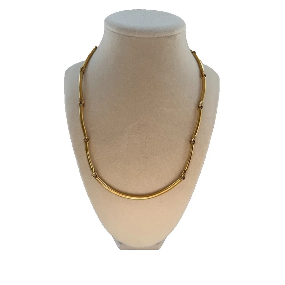 PREMIER DESIGNS Vintage Goldtone Link Bar Necklace Signed Shiny 16